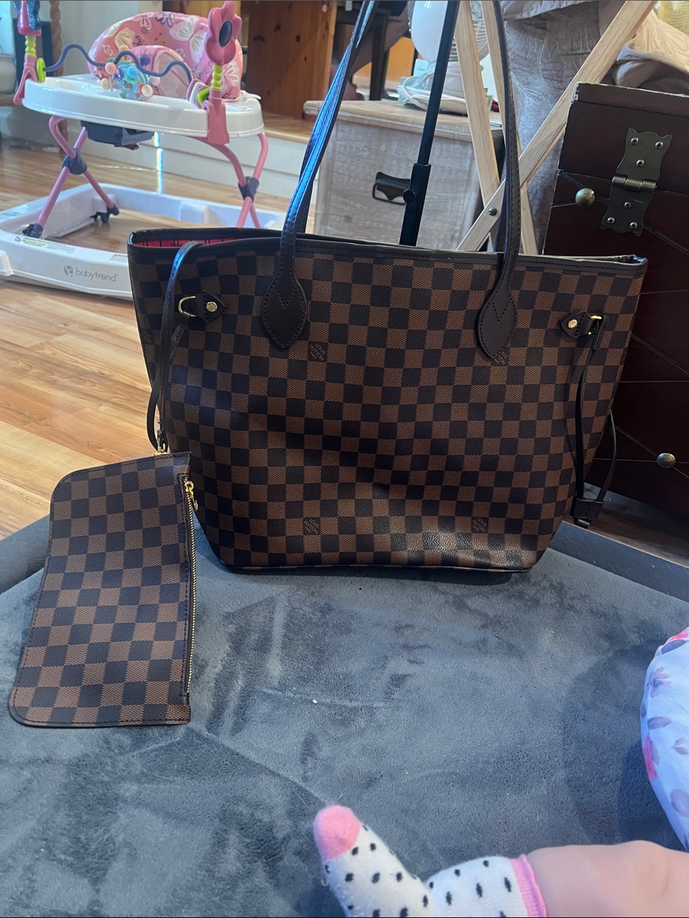Classic Checkerboard Tote Bag in Brown NON DESIGNER JUST A PURSE!!!